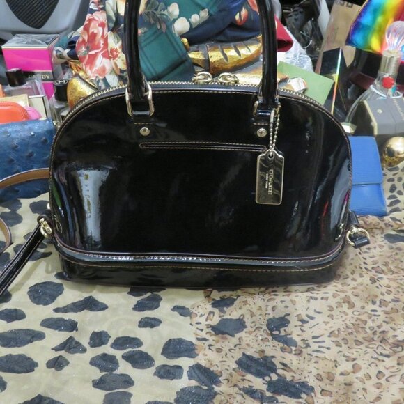 Coach Mini Sierra Black Patent Leather Dome Satchel Crossbody - Picture 2 of 11